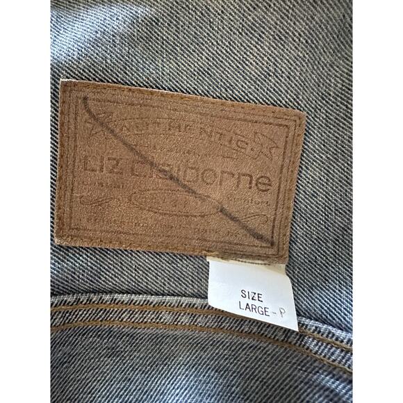 Vintage 90s Liz Claiborne Denim Jacket Size Small Cropped Classic Style Fall - Picture 6 of 11